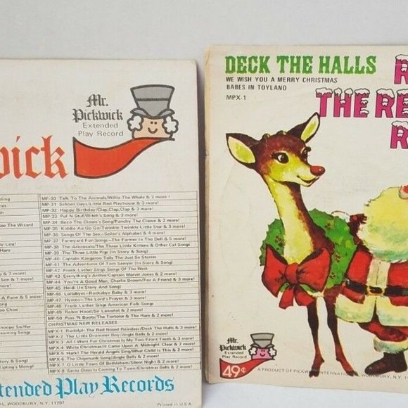 4 Mr. Pickwick Records Christmas White Rudolph Reindeer Silent Night 45rpm Vinyl - Picture 5 of 10